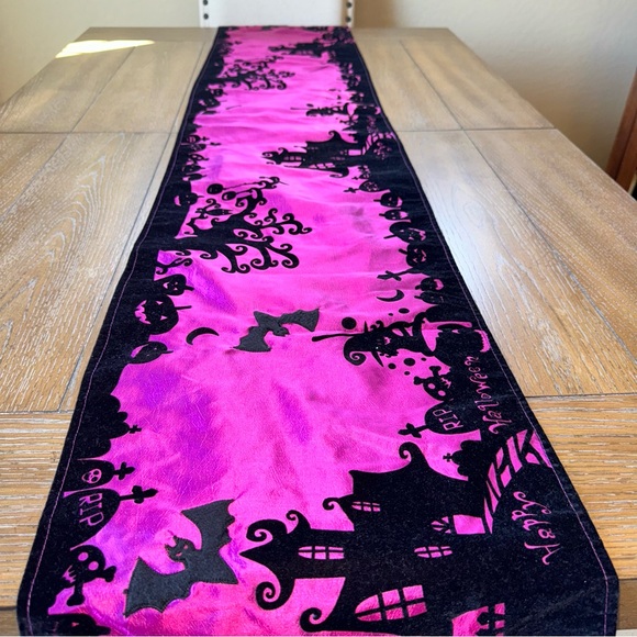 Halloween Table Runner, Purple/Black-Happy Halloween - Picture 2 of 6